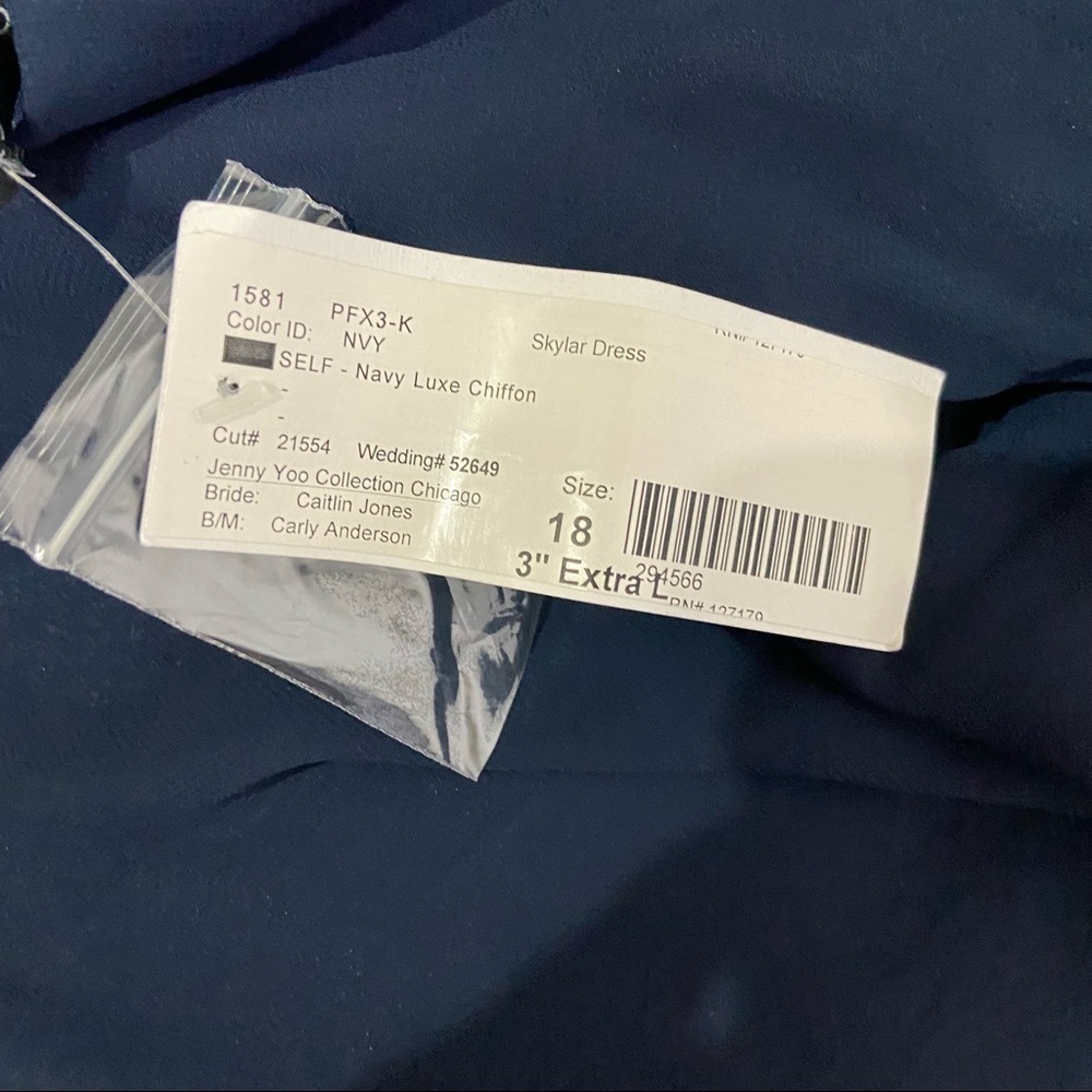 NWT Jenny Yoo Sz 18 Skylar Navy Blue Luxe Chiffon Dress Cocktail Wedding Guest - Picture 5 of 7